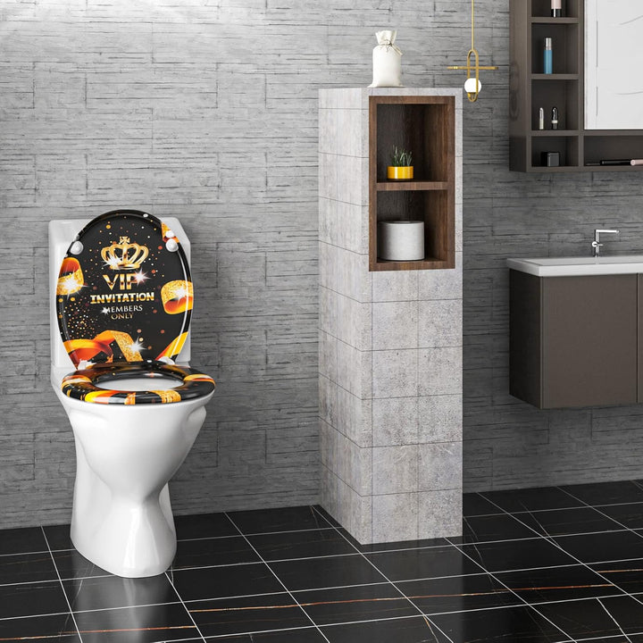 WOLTU WC Sitz mit Absenkautomatik,Toilettensitz Motiv,Toilettendeckel aus Duroplast,Stable Klodeckel