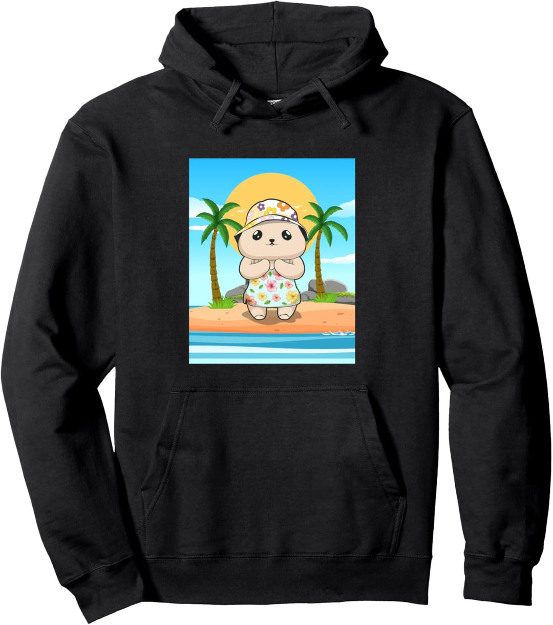 Coconut Girl Aesthetic Kawaii Bear Summer Beach Pullover Hoodie