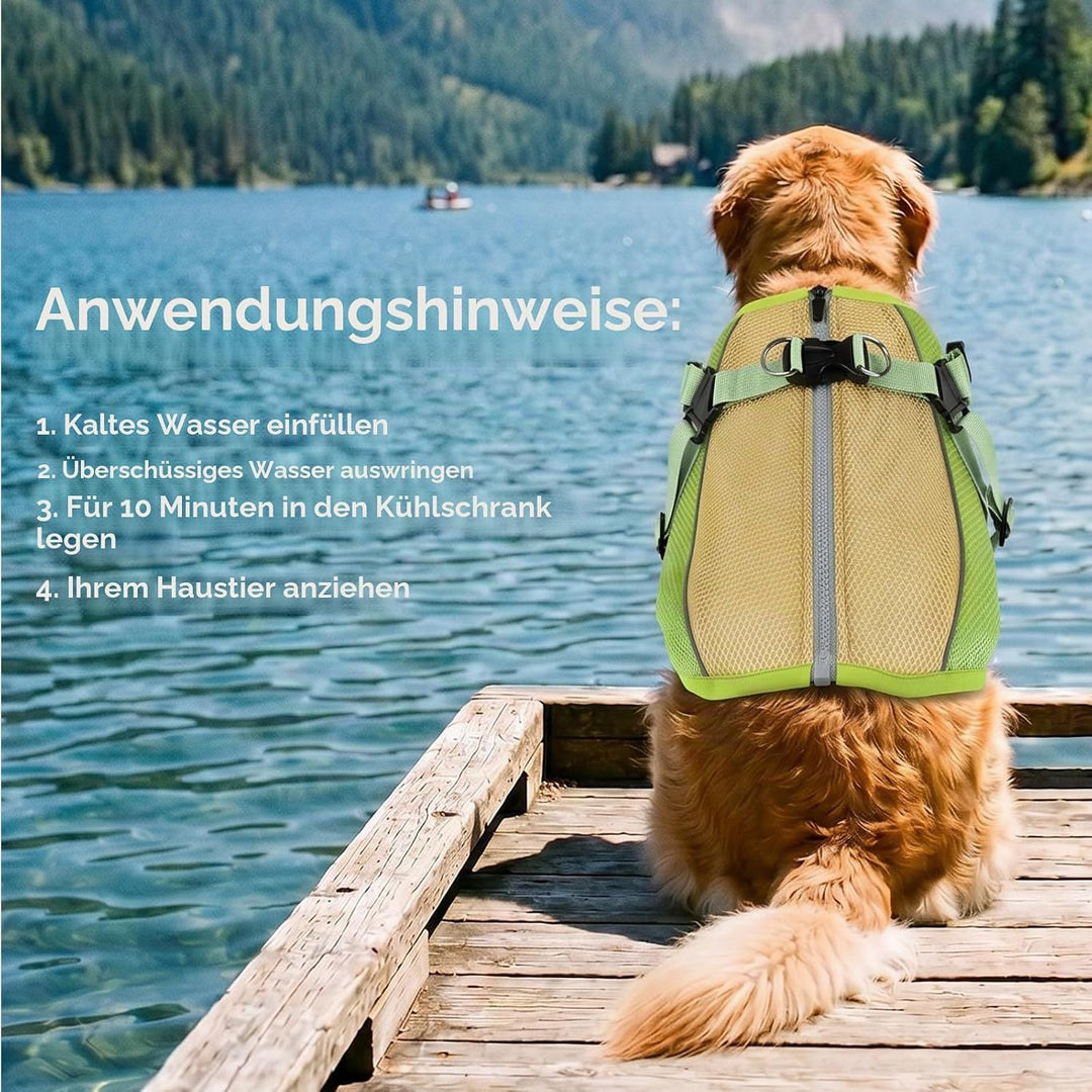 Kühlweste für Hunde Mit Geschirr,Atmungsaktive Hundekühlweste für mittelgrosse Hunde, Verdunstungskü