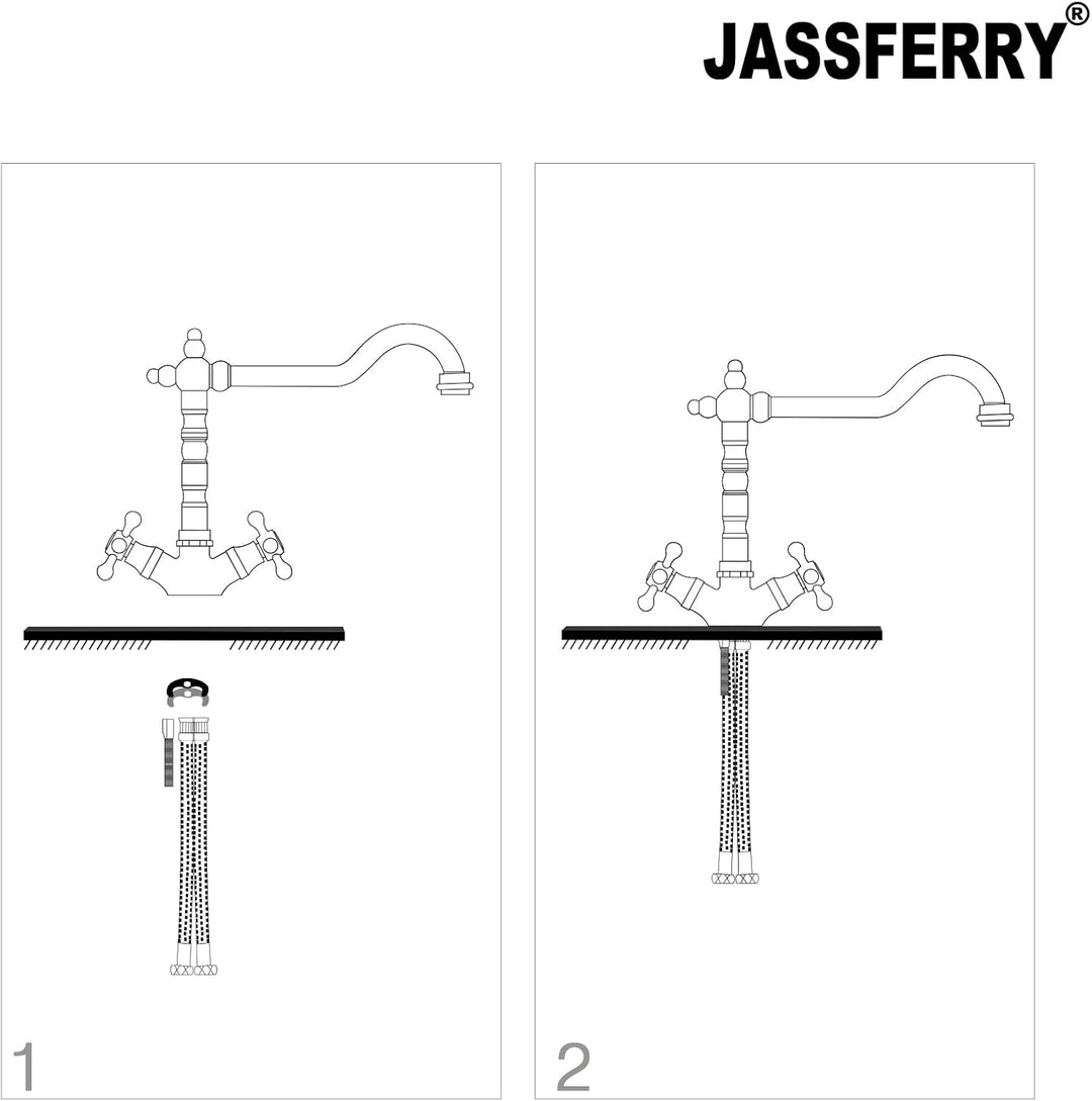 JASSFERRY Monoblock-Mischbatterie für die Küchenspüle, Vintage-Stil, schwenkbarer Auslauf, Flexibili