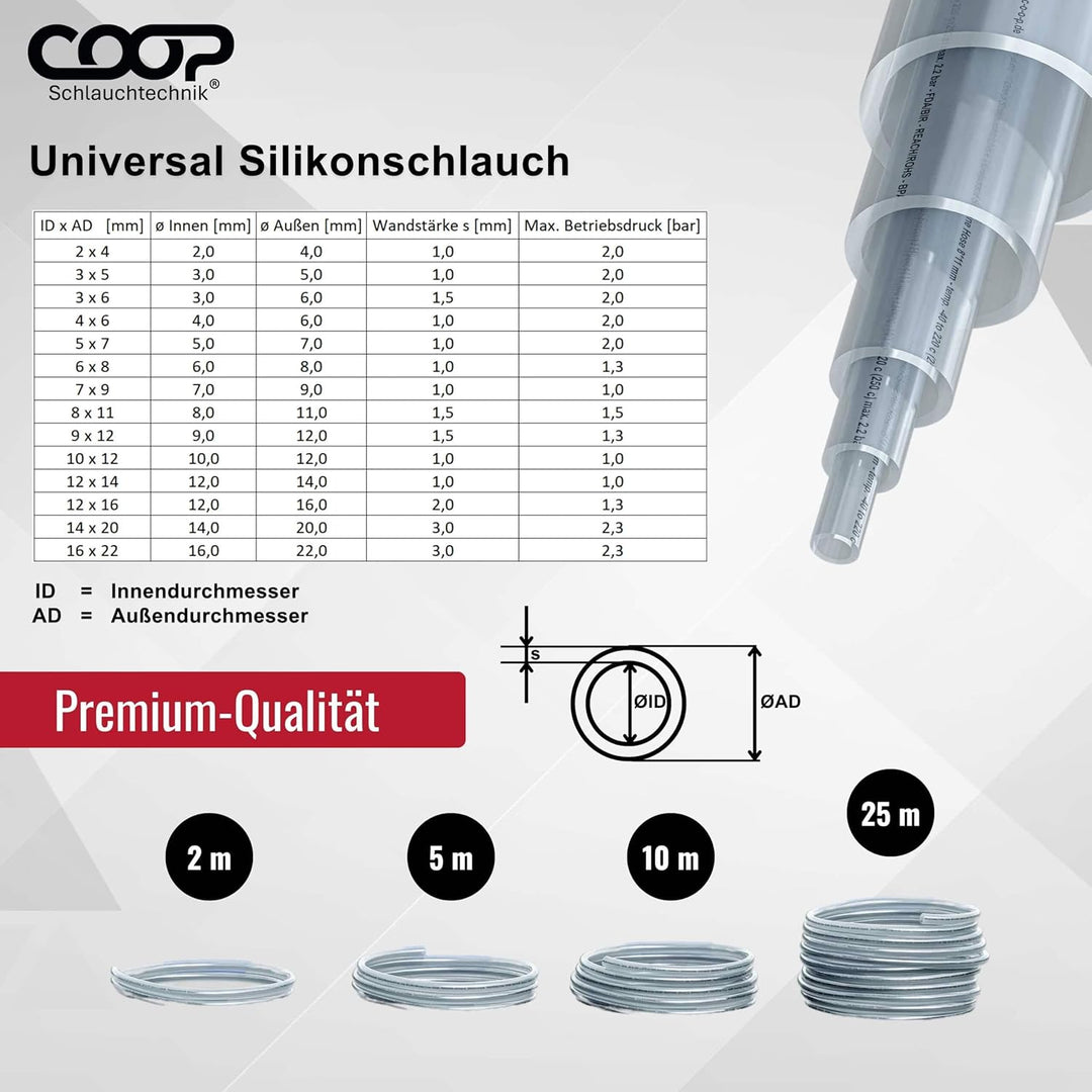 Silikonschlauch 16mm ID (16x22) | 25 Meter| hohe Qualität | lebensmittelecht | geschmacksneutral |-4