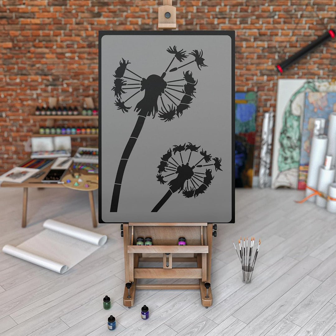 Wiederverwendbare Wandschablone aus Kunststoff // Löwenzahn - Blume // Muster Schablone Vorlage (65x