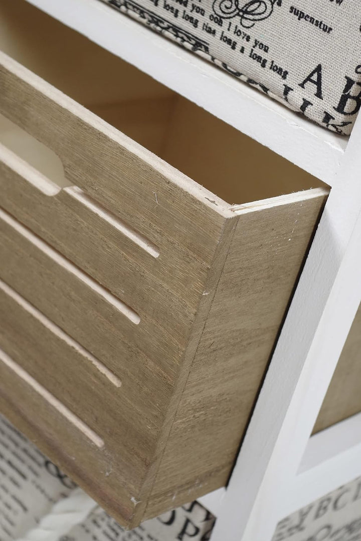 Kobolo Kommode Holzregal Regal mit 3 Schubfächern 64 cm 3er, 3er
