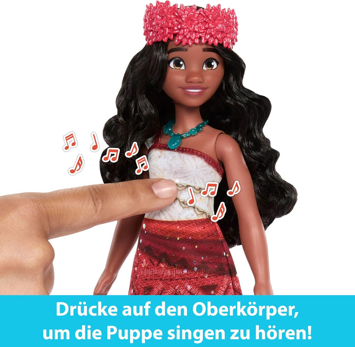 Mattel Disney Vaiana 2 singende Vaiana-Abenteuerpuppe mit charakteristischem Outfit und Accessoires,
