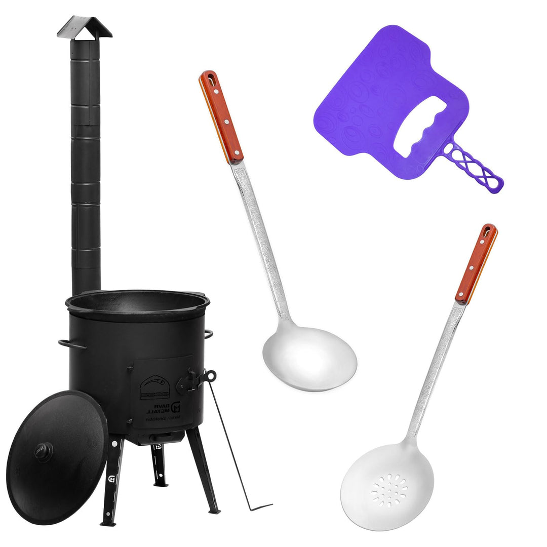 Ø49 Uchag 2mm stahl Utschak mit Abzugsrohr 22L Kazan Rund Grillfächer Schaumkelle Suppenkelle Utscha