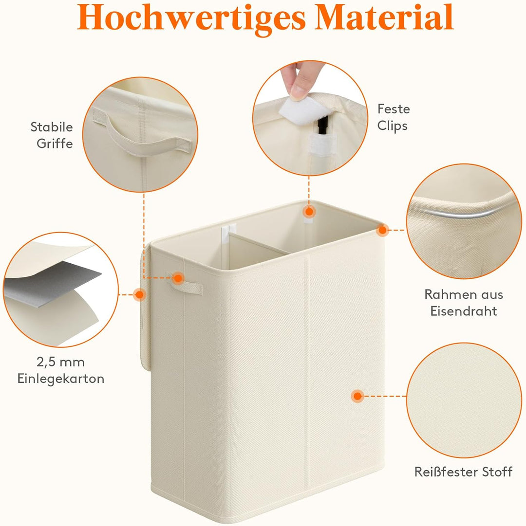Lifewit 145L Wäschekorb 2 Fächer, Wäschesammler mit Deckel, Wäschekorb Wäschekörbe Gross 2 Abnehmbar
