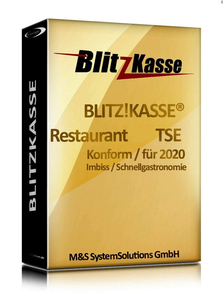 WIN Kassensoftware BlitzKasse Restaurant S für Gastronomie. 25 Tische, 2 Drucker. GDPdU, GoBD, TSE K