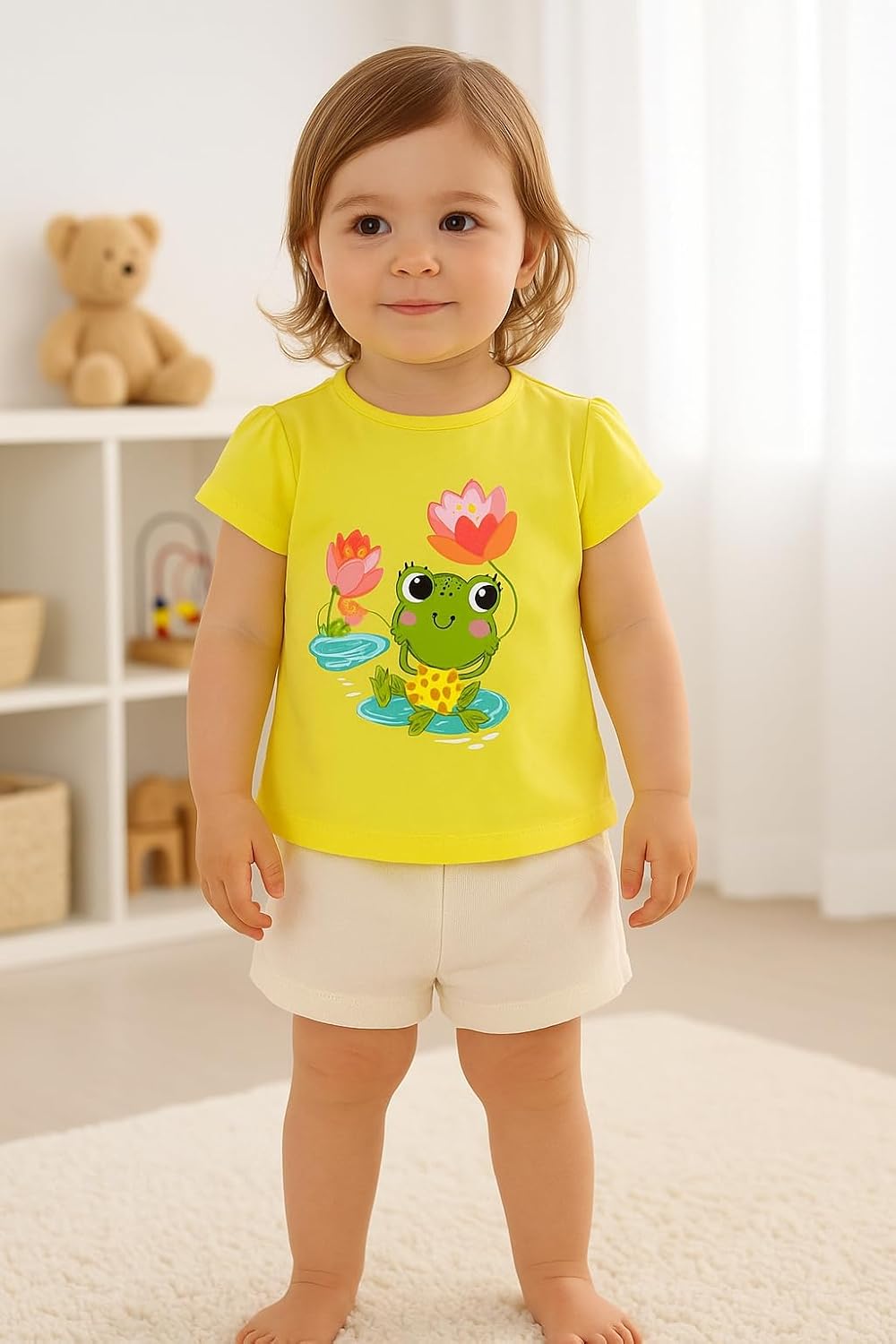 Mayoral Baby-T-Shirt, T-Shirt für Mädchen und Jungen, 6-24 Monate, Kurzarm, Rosa und Gelb, Baumwolle