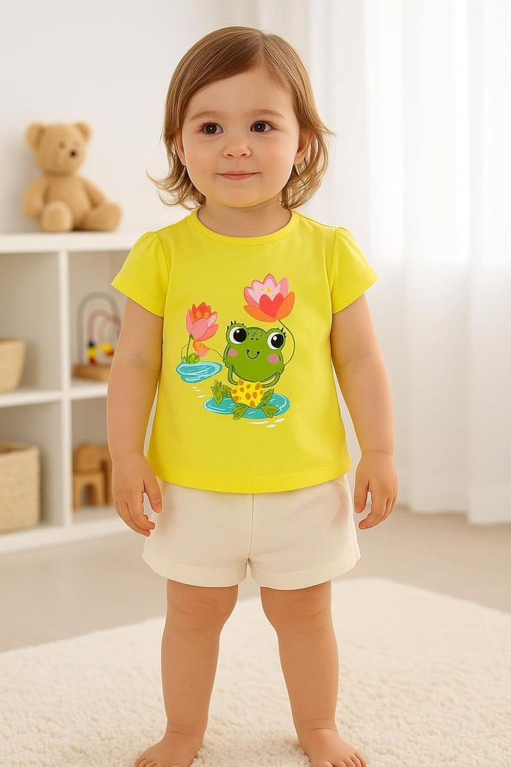 Mayoral Baby-T-Shirt, T-Shirt für Mädchen und Jungen, 6-24 Monate, Kurzarm, Rosa und Gelb, Baumwolle
