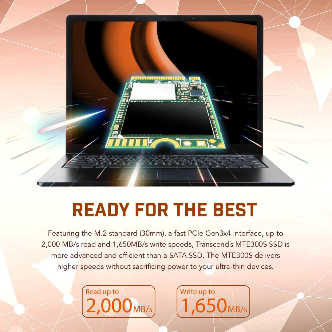 Transcend TS1TMTE300S 1TB M.2 2230 NVMe PCIe Gen3 x4 interne SSD, Solid State Drive, 3D NAND Flash T