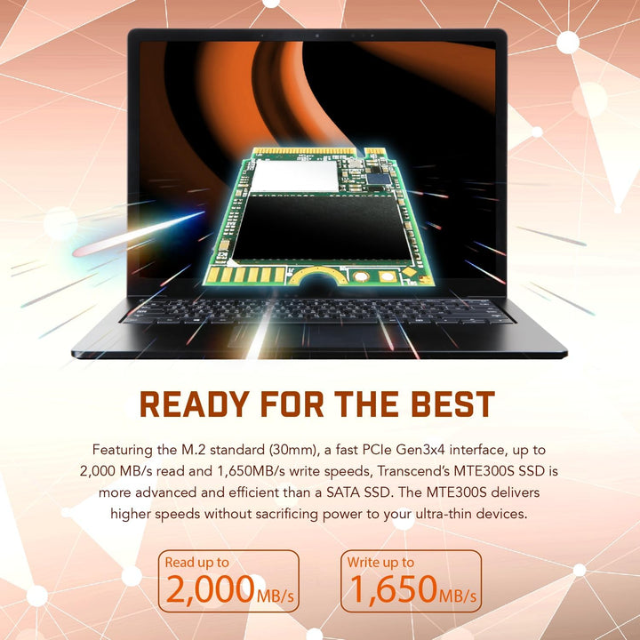 Transcend TS1TMTE300S 1TB M.2 2230 NVMe PCIe Gen3 x4 interne SSD, Solid State Drive, 3D NAND Flash T