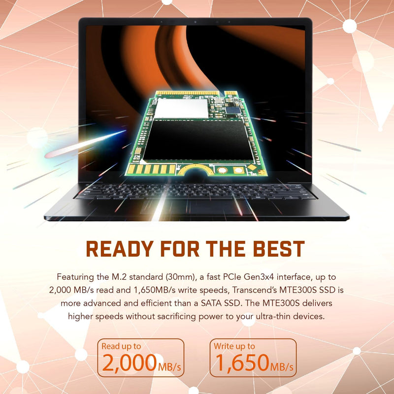 Transcend TS1TMTE300S 1TB M.2 2230 NVMe PCIe Gen3 x4 interne SSD, Solid State Drive, 3D NAND Flash T