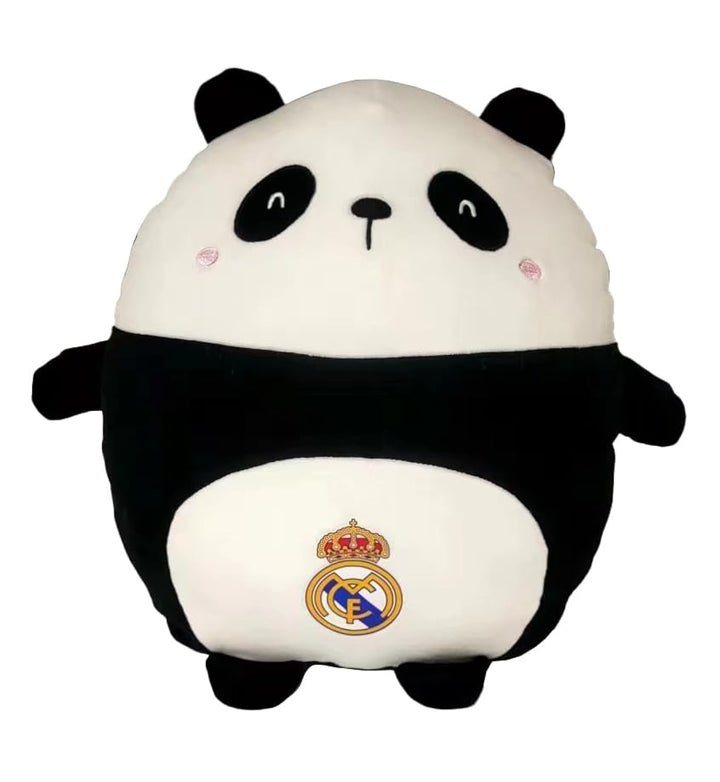 CyP Brands- Real Madrid Plüschpuppe, Panda, 30 cm, Schwarz und Weiss, offizielles Produkt