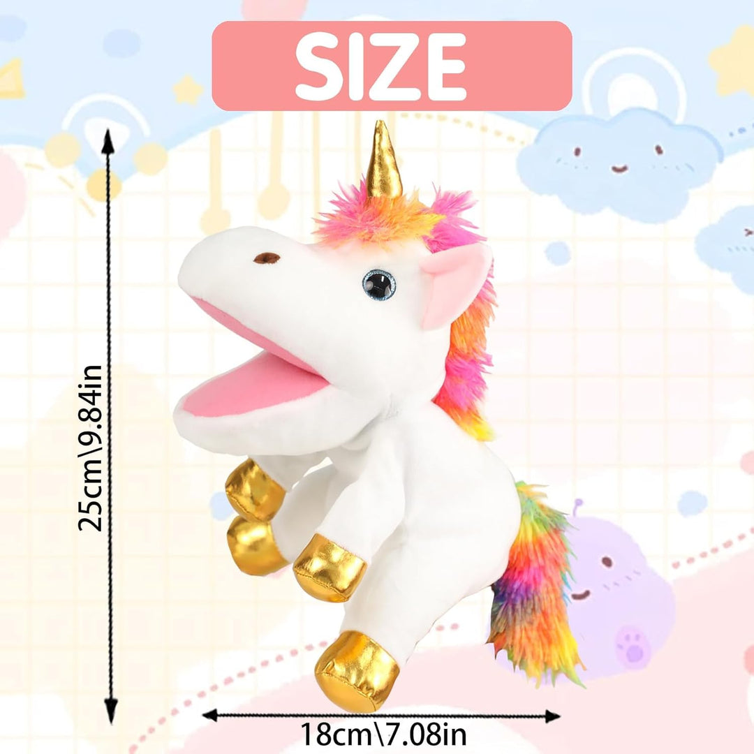 Einhorn Kuscheltiere Handpuppen Interaktives Spielzeug für Mädchen Handpuppe Tier Plüschtier für Ges