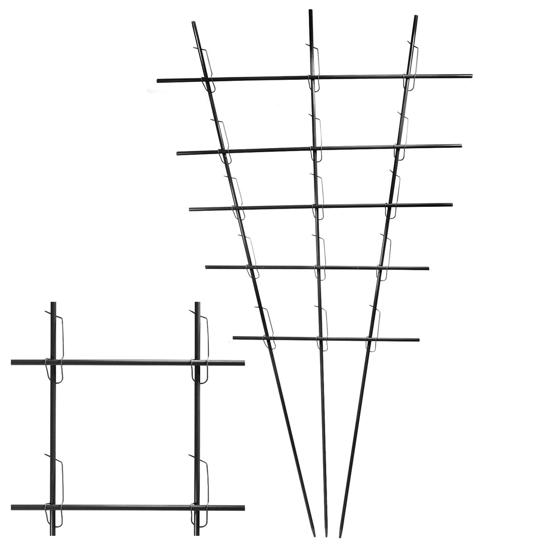 20 Schwarze Pflanzstäbe aus Glasfaser (GFK) 1 m x 7 mm + 25 Klammern 8-16 mm zum BAU individueller R