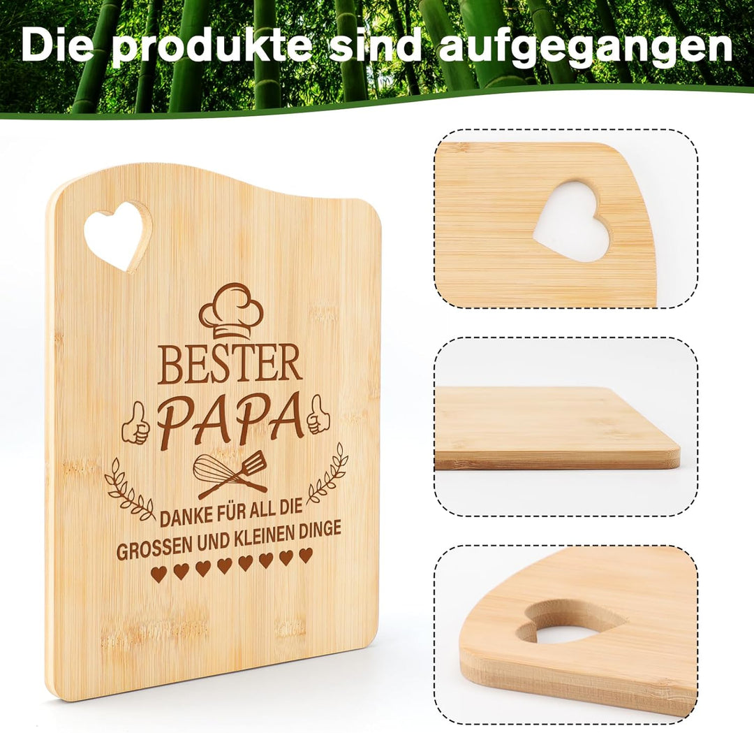 Papa Geschenk, Bambus Schneidebrett Geschenke für Bester Papa zum Geburtstag Weihnachten Ostern, Geb