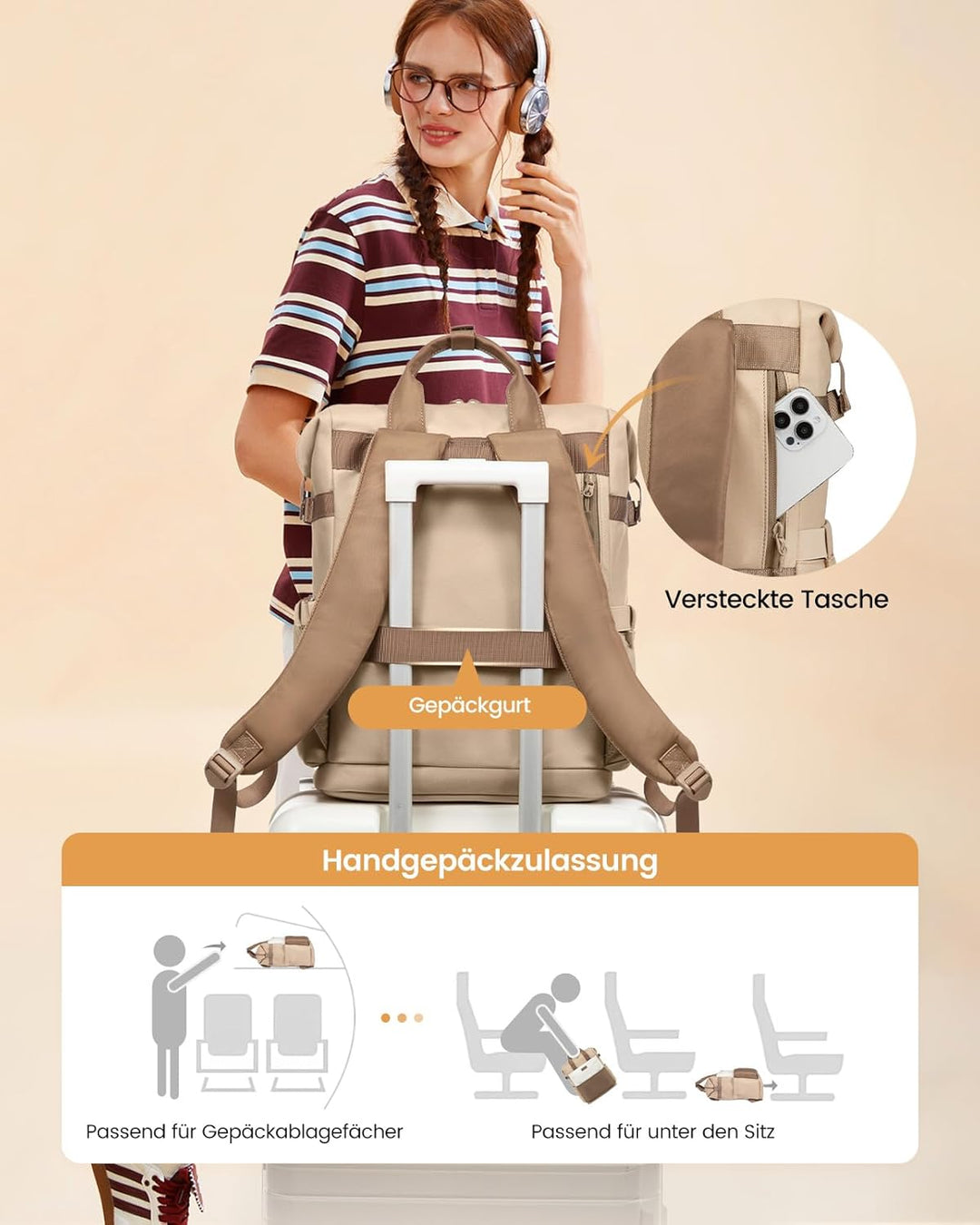 LOVEVOOK Rucksack Damen Laptop Rucksäcke mit Laptopfach 15.6 Zoll Schulrucksack Schultasche Backpack