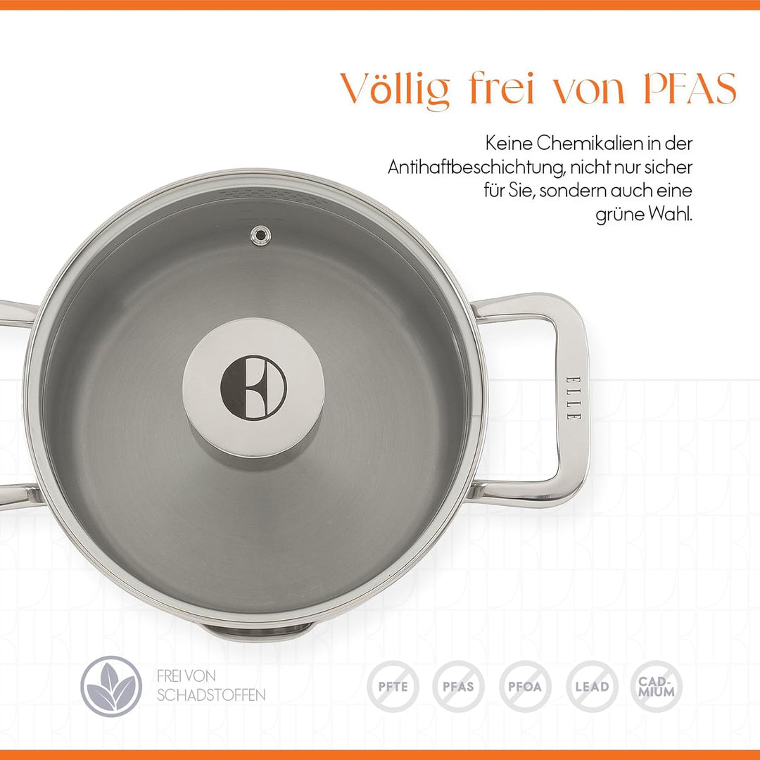 Classique Kochtopf mit Deckel - Ø 20 cm - Suppentopf Induktion Pfanne - Antihaft-beschichtung - Geei
