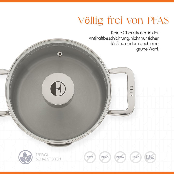 Classique Kochtopf mit Deckel - Ø 20 cm - Suppentopf Induktion Pfanne - Antihaft-beschichtung - Geei