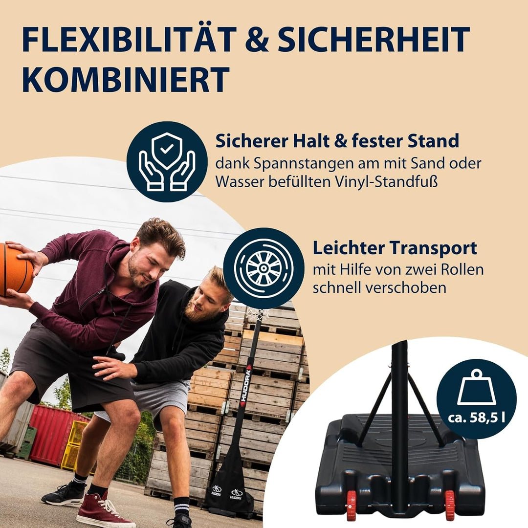 HUDORA Basketballständer Chicago 260 - Basketballkorb mit Ständer für Kinder und Erwachsene - Höhenv