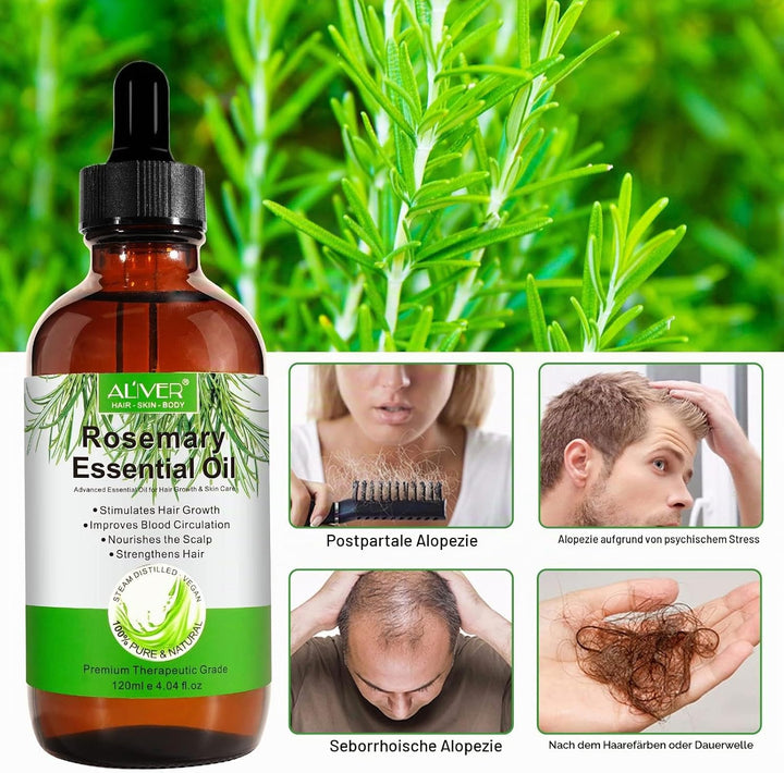 Rosmarinöl Haare, Ätherisches Rosmarinöl für Haarwuchs, Rosemary Oil for Hair, Natürliches Nährt die
