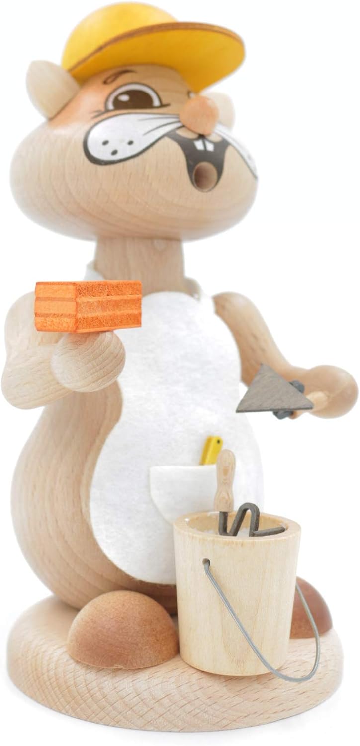 Kuhnert - Erzgebirgische Holzkunst Räuchermann Räucherfigur Hamster 18cm - Maurer, Maurer
