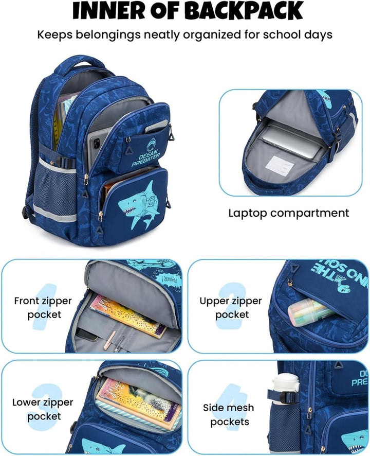 Amythe Schulrucksack Jungen Teenager, Schultasche Kinder mit Reflektoren für 1. bis 4. Klasse, Leuch