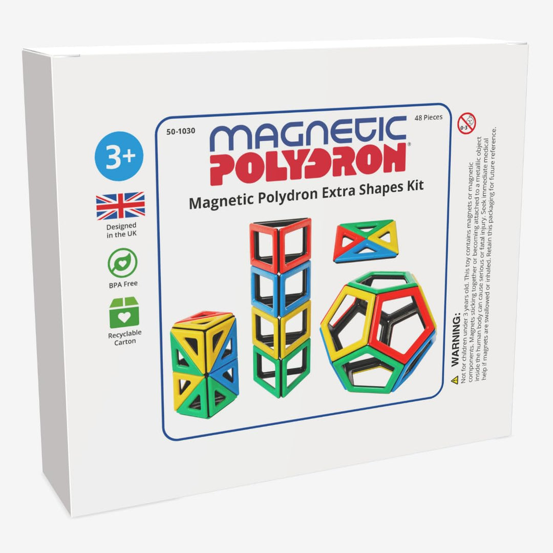 Polydron 50-1030 magnetische Formen, Ausbauset mit 48 Stück, magnetisches Gebäudebau-/Bildungs-/Lern