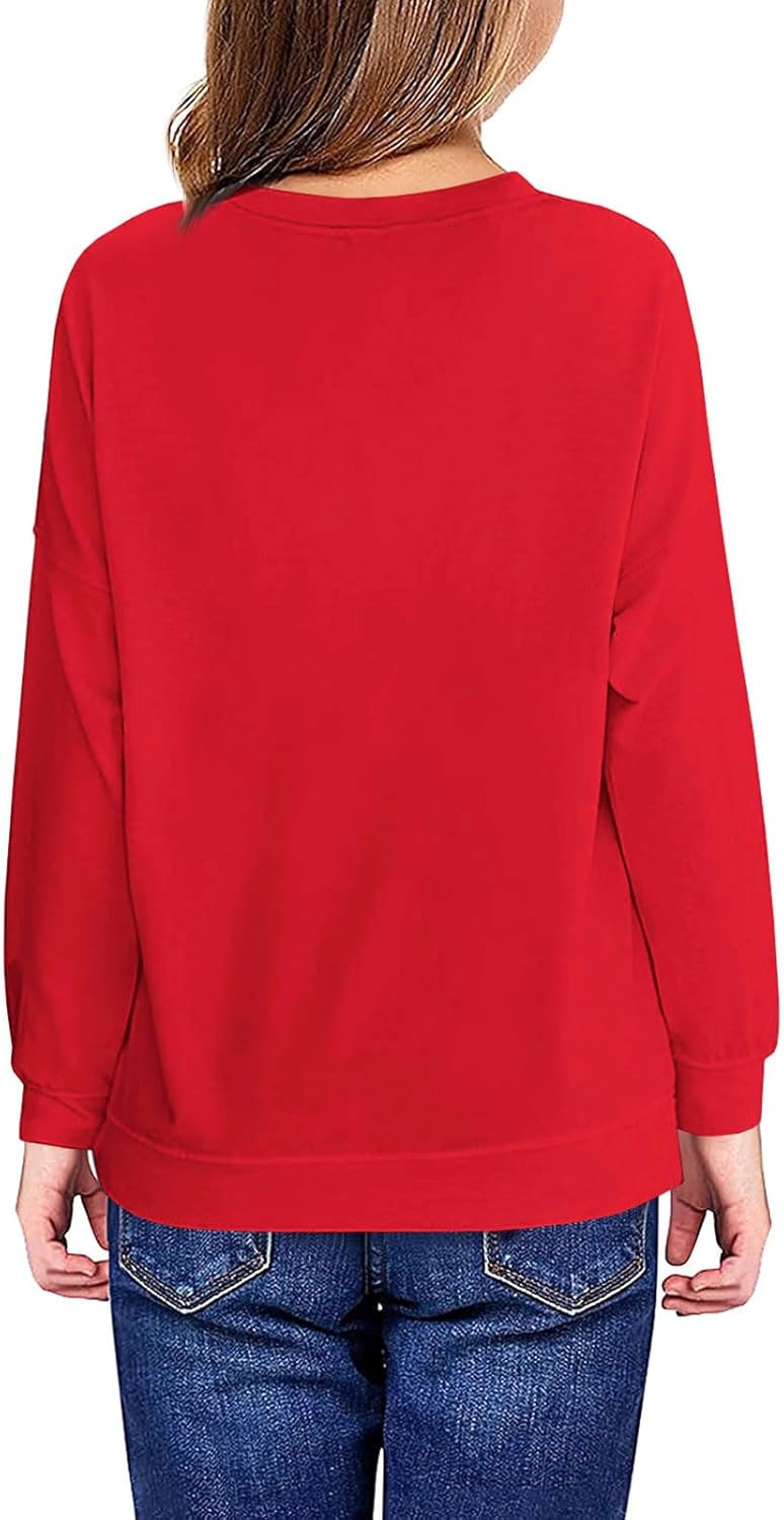Haloumoning Sweatshirt Mädchen Weihnachtspullover Lustig Rundhals Pullover Winter Oberteile für Kind