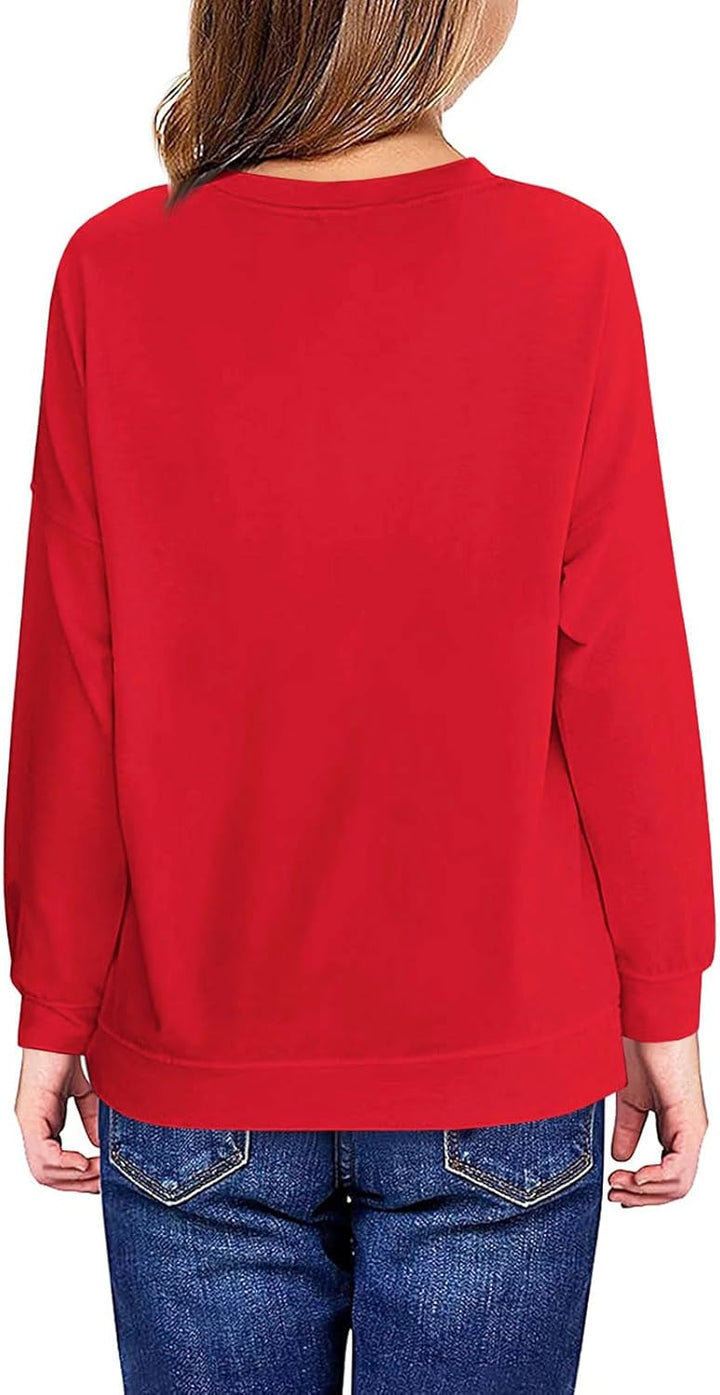 Haloumoning Sweatshirt Mädchen Weihnachtspullover Lustig Rundhals Pullover Winter Oberteile für Kind