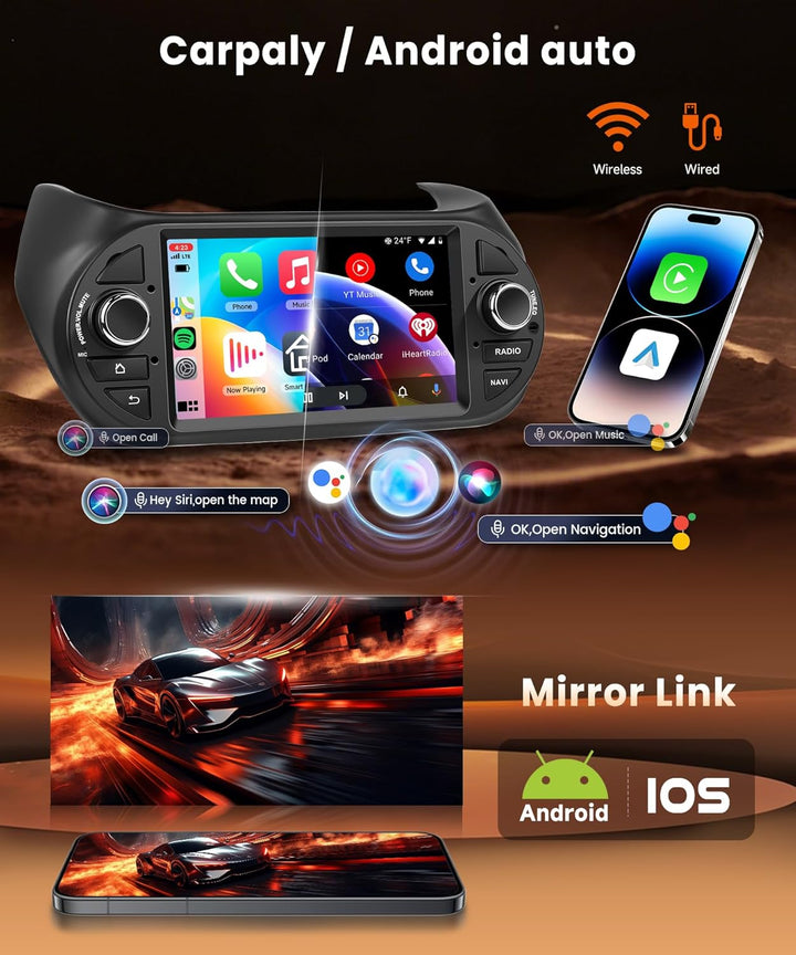 8 Kern 4G+64G Autoradio Android 15 für FIAT Fiorino/Qubo/Peugeot Bipper/Citroen Nemo, 7 Zoll HD IPS