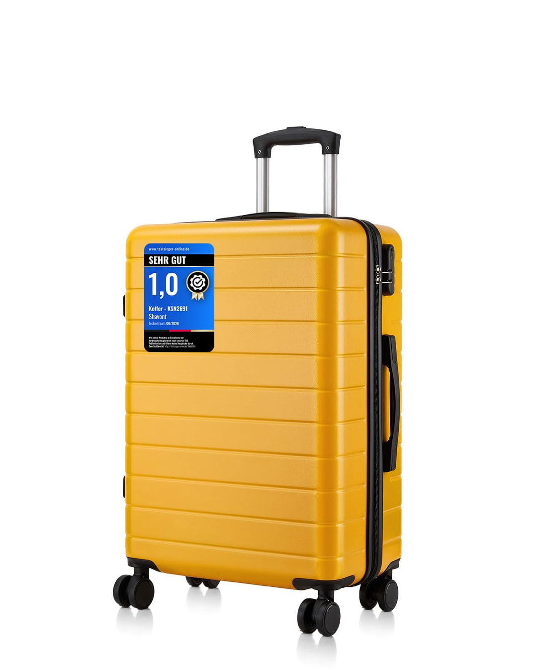 Koffer Mittelgross L 66cm, Leichter ABS+PC Reisekoffer für Flugzeug, Ryanair Trolley mit 4 Rollen, H
