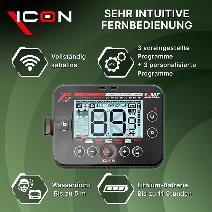 XP Metal Detectors ICON Adventure Pack - WSAXL Stereo-Kopfhörer, MI-6 Pinpointer, FMF 28cm Suchspule
