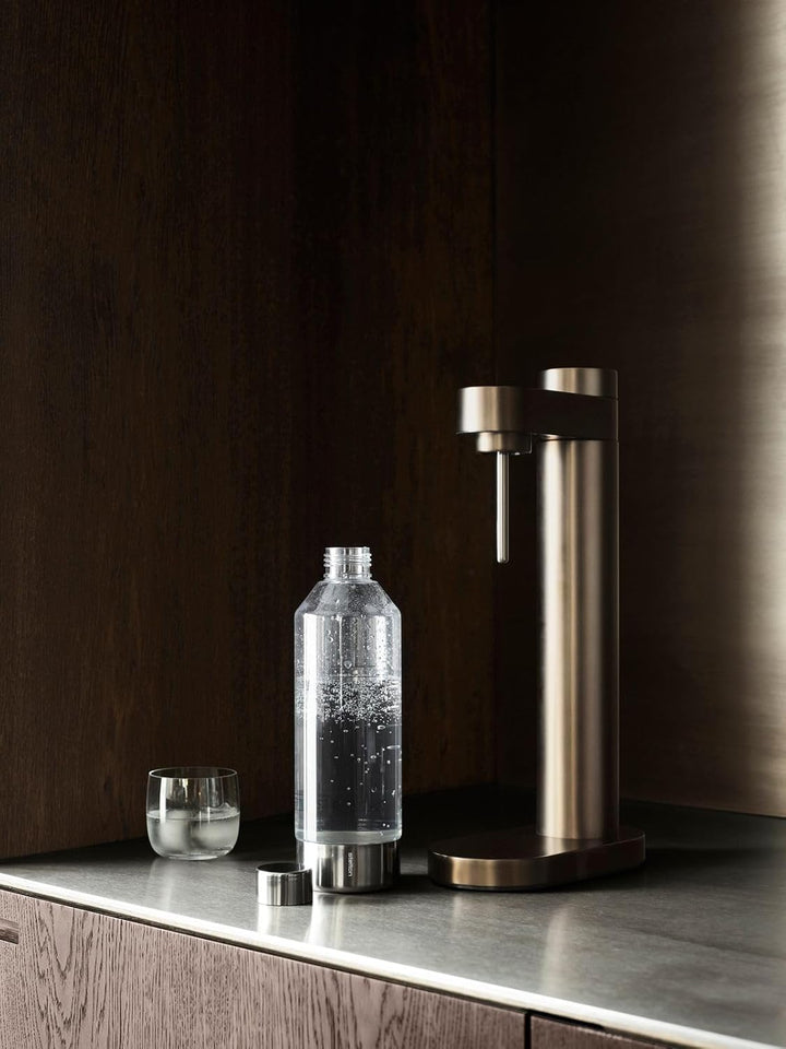 Stelton Brus Wassersprudler mit flasche, Premium Carbonator für Wasser mit CO2 - Einstellbare Sprude
