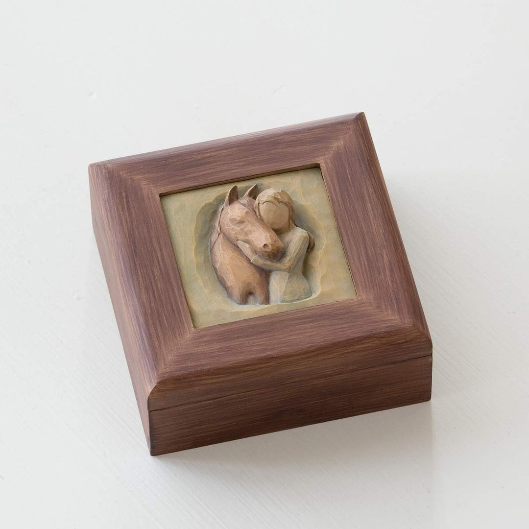 Willow Tree Quiet Strength Memory Box Modern, Quadratische, handbemalte Holzkiste mit aufklappbarem