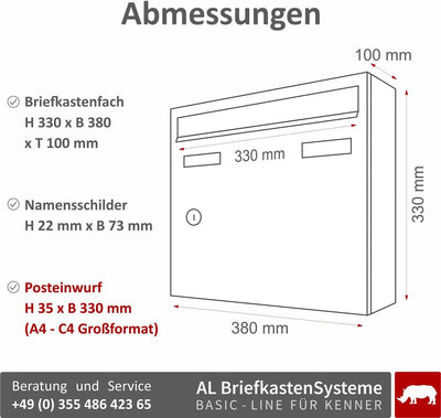 AL Briefkastensysteme Basic 1er Briefkasten RAL 6005 Moos Grün 1 Fach DIN A4 wetterfest Briefkastena