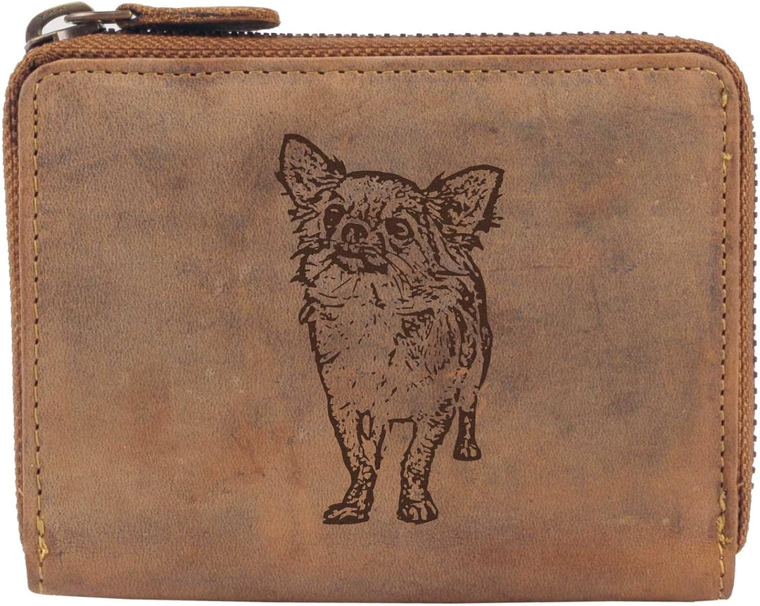 Greenburry Damengeldbörse mit Hunde-Motiv Chihuahua, eine Geschenkidee für Hundefreunde Leder, Chihu