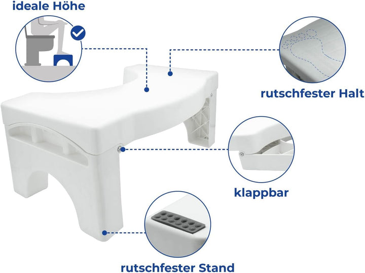 Maximex Faltbarer Toiletten-Fusshocker, rutschsicheres WC Trittschemel mit Belastbarkeit bis 100 kg,