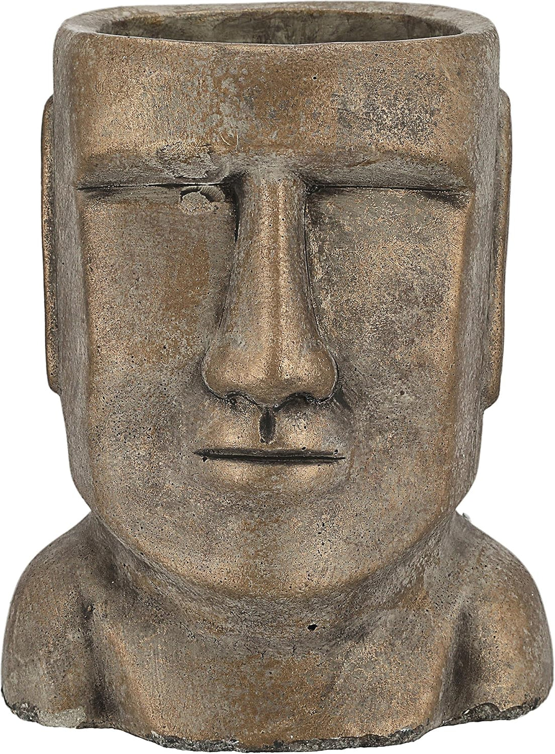 Cepewa Pflanztopf Moai Kopf │ Terracotta 14,3x20.5x17cm Gold │ Blumentopf Pflanzgefäss Topf Übertopf