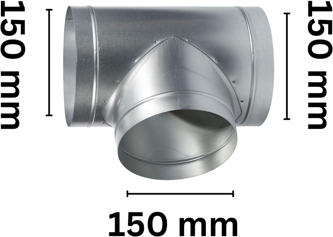 Weedness T-Stück 150 mm - Rohrlüfter Abluft Aktivkohlefilter Grow Lüfter Ablauftschlauch Adapter Kli