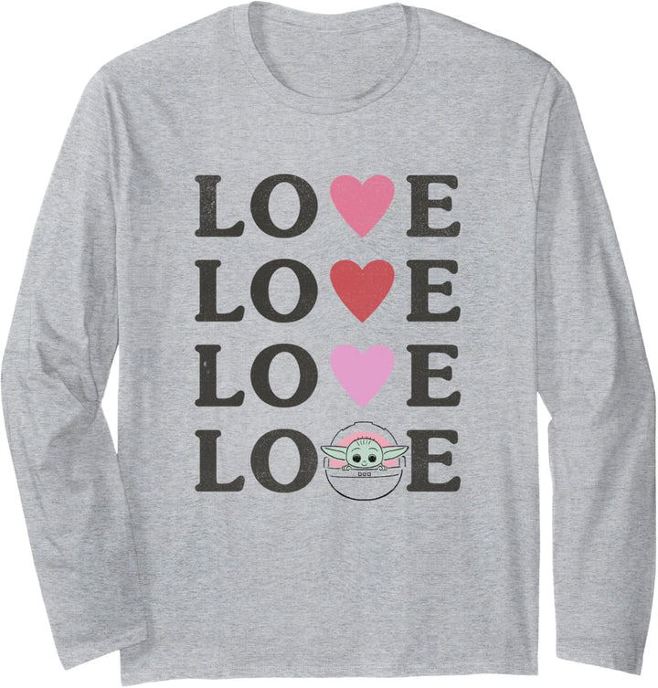 Star Wars The Mandalorian The Child Love Text Stack Langarmshirt