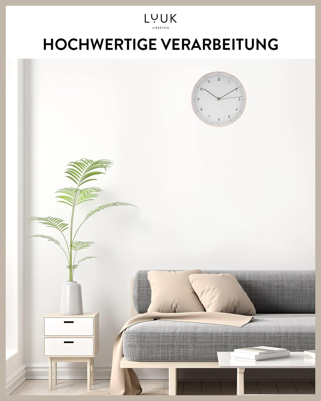 LUUK LIFESTYLE Grosse Quarz Wanduhr in nordischem Design, Küche, Kinderzimmer, Wohnzimmer, Diele, ge