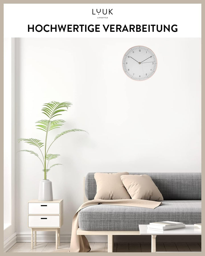 LUUK LIFESTYLE Grosse Quarz Wanduhr in nordischem Design, Küche, Kinderzimmer, Wohnzimmer, Diele, ge