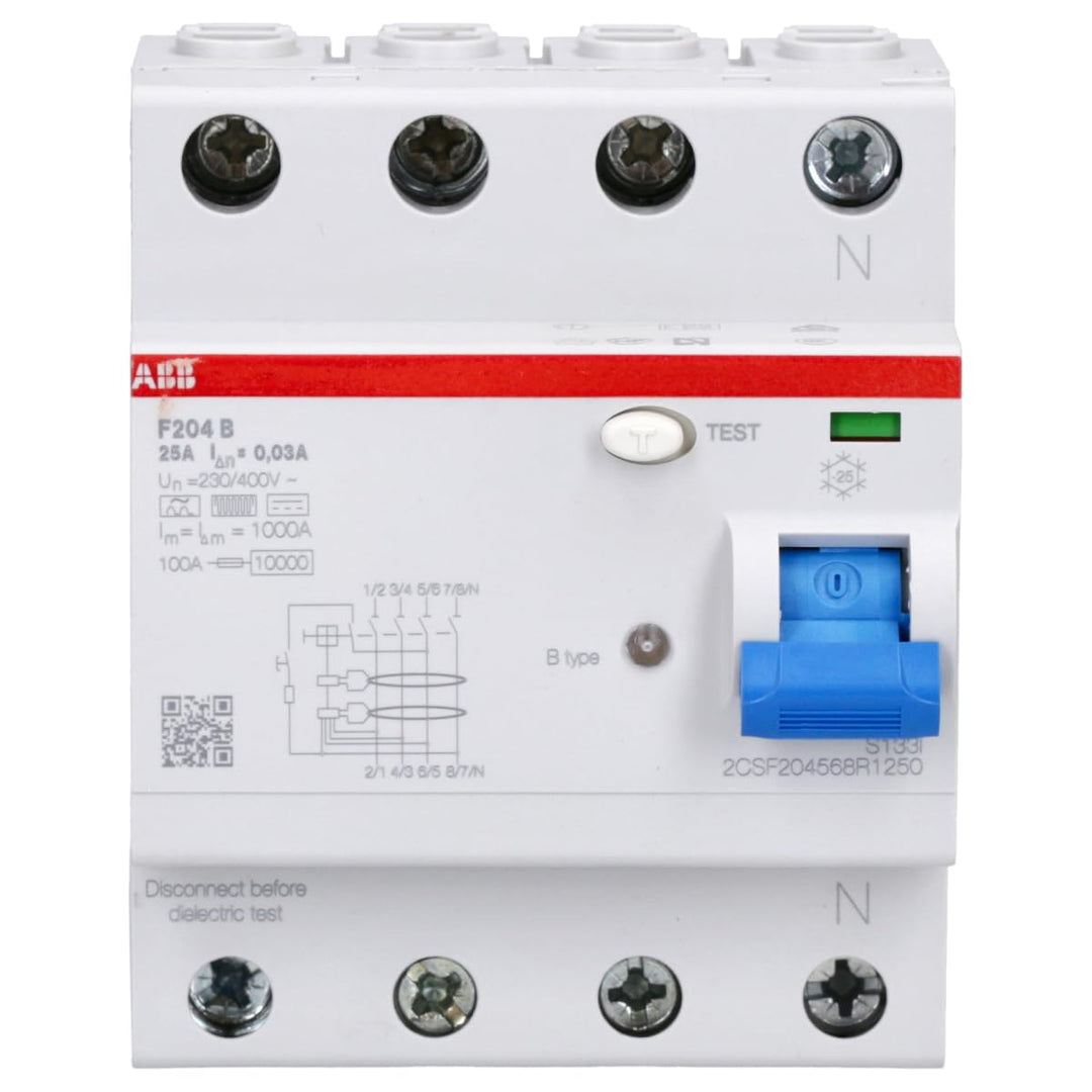 ABB F204 B-25/0.03 FI-Schutzschalter Typ B – RCD 4-polig 25 A 30 mA 10 ...