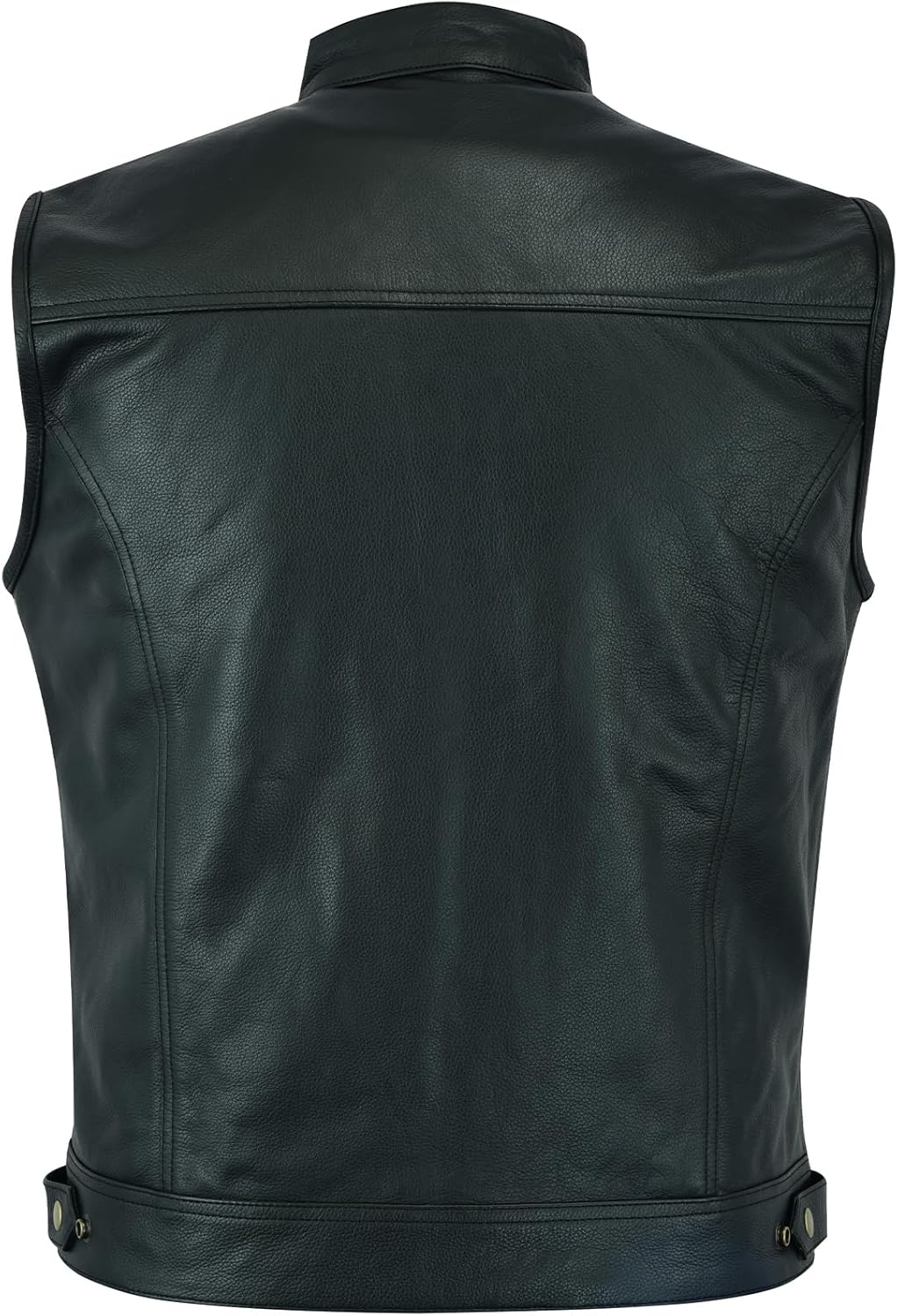 Leatherick Herren Biker Weste aus echtem Leder mit offenen Knöpfen für Reiten und modische Weste (4X