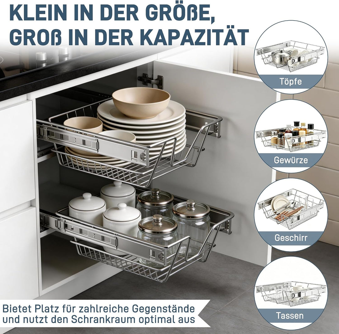 2er Küchenschrank Teleskopschublade Apothekerschrank Schlafzimmerschublade Einsatz Teleskopschienen