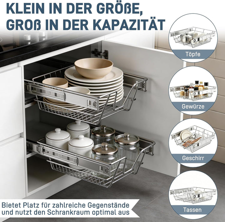 2er Küchenschrank Teleskopschublade Apothekerschrank Schlafzimmerschublade Einsatz Teleskopschienen