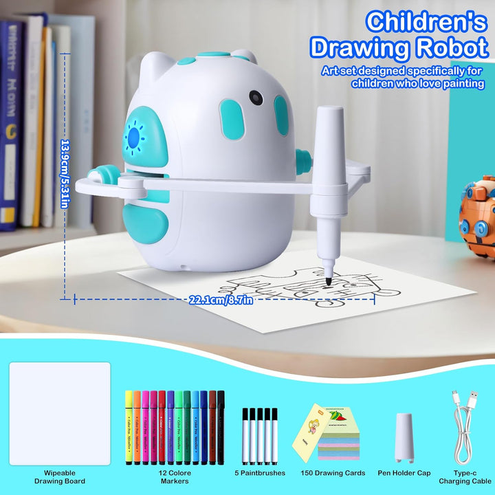 Zeichenroboter für Kinder 150 Lernkarten mit Sprachführung Montessori Malzeug Jungen & Mädchen 3-8 J