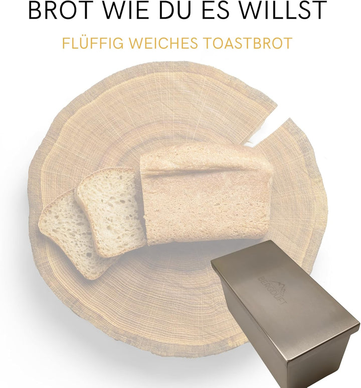 Toastbrotform aus Edelstahl mit Deckel – Kastenform für Brot & Sandwich – ohne Beschichtung, spülmas