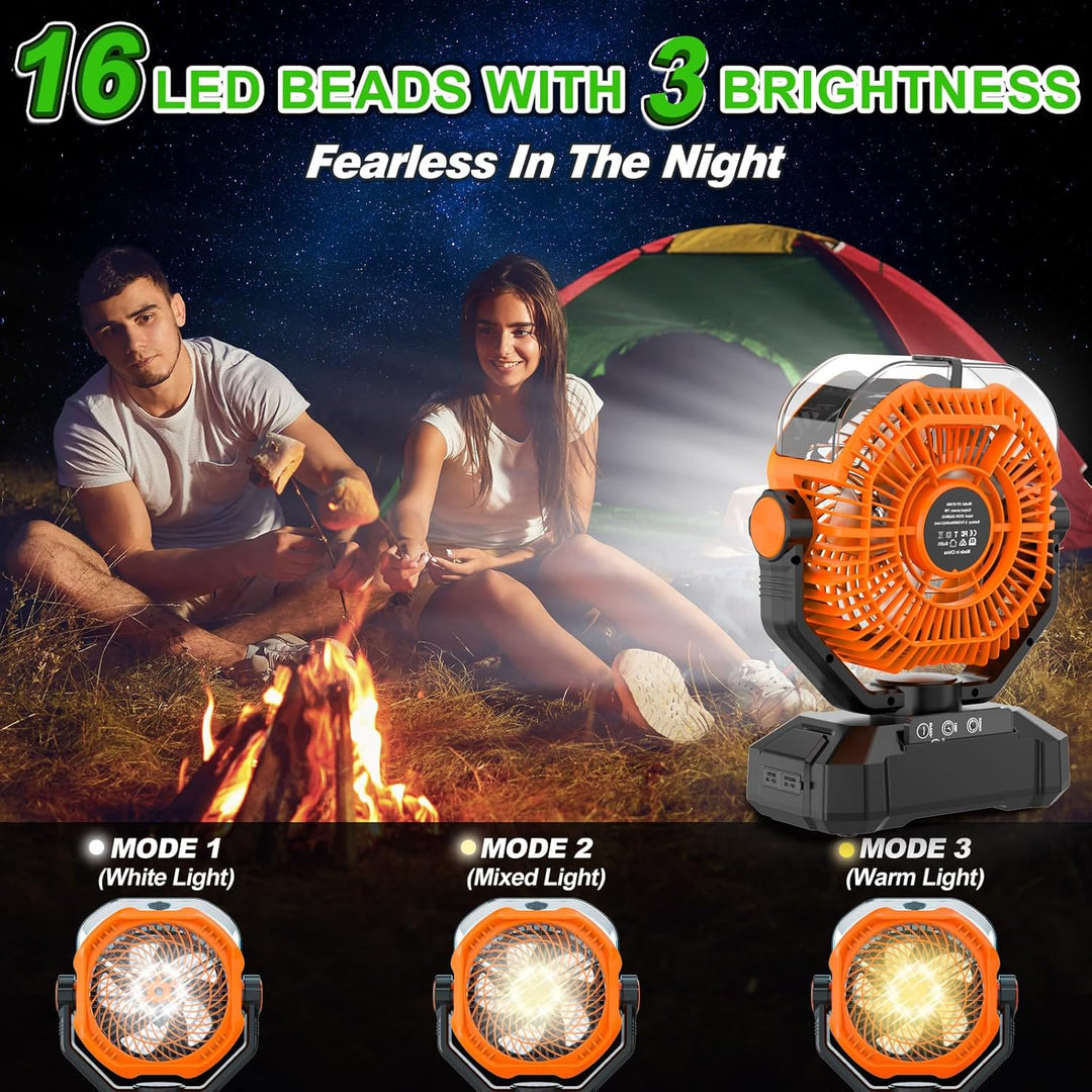 Multper Camping Ventilator mit Wasserkühlung & LED-Licht, 20000mAh Akku Outdoor Sprühnebel Ventilato